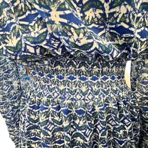 Zara Floral Dress Mini Long Sleeve A-Line Fit & Flare Smocked Waist Light Small - Picture 8 of 14